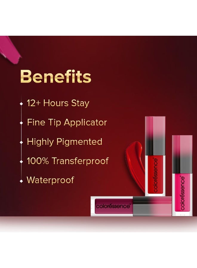 Coloressence Lipstay Dusk to Dawn Liquid Lipstick Kit | Transfer Proof, Matte, Waterproof | Long-Lasting Smudge-Proof Lip Color | Set of 5 Shades - Image 4